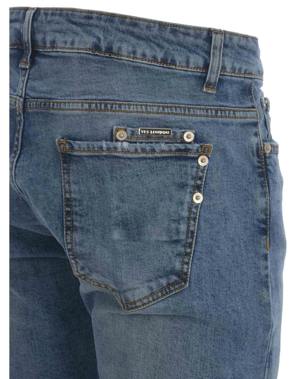 Yes London Blue Ripped-Detail Jeans for men