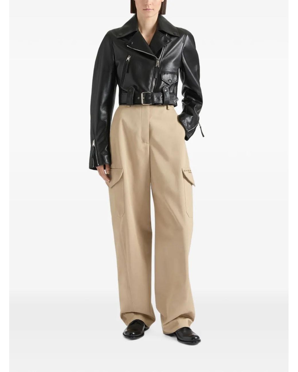 Givenchy Black Cropped Cocoon Biker Jacket