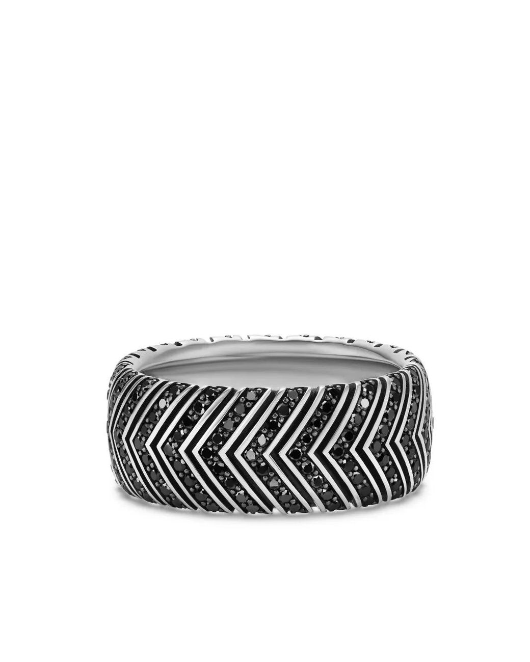 David Yurman White Sterling Chevron Diamond Ring for men