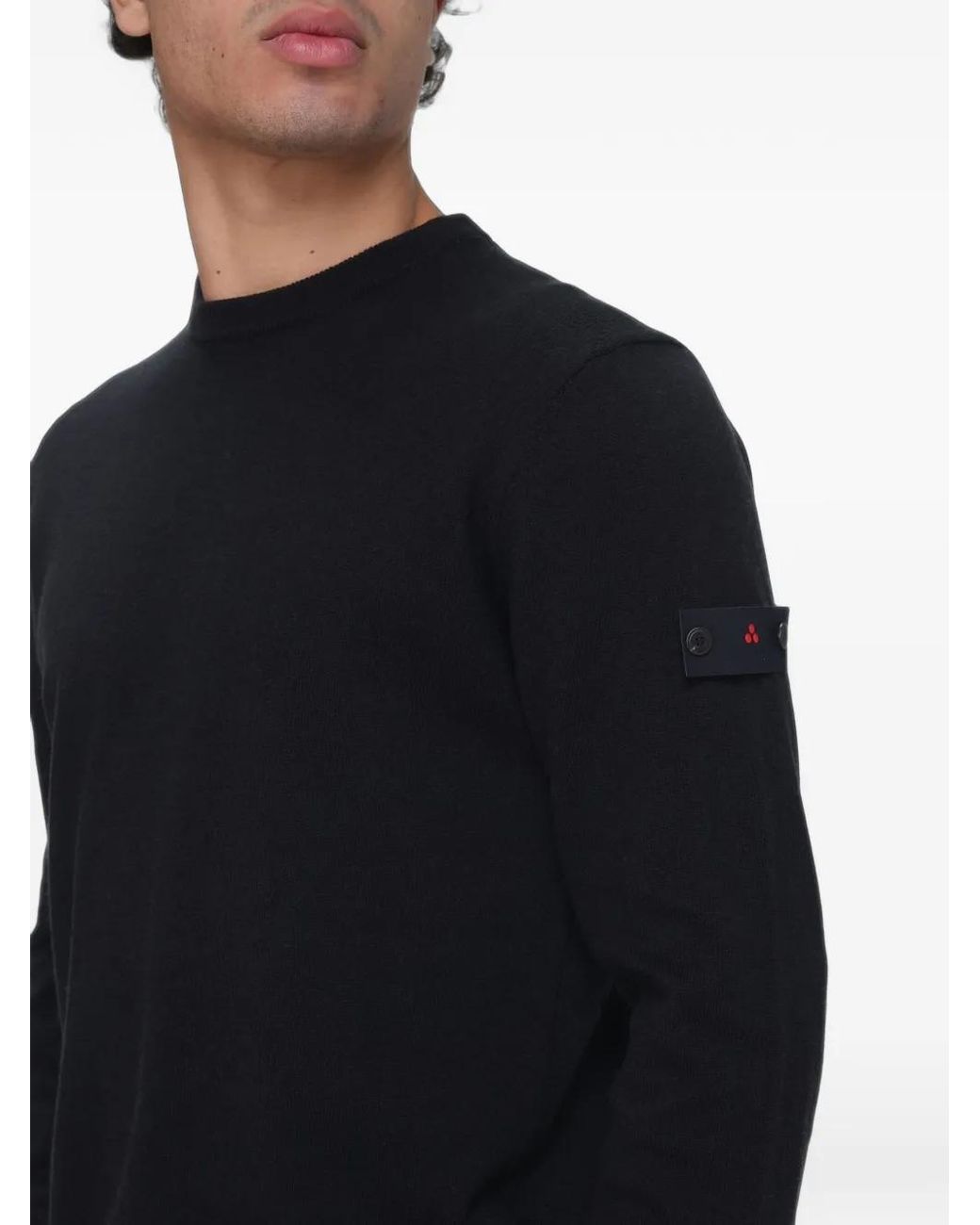 Peuterey Black Logo-Patch Elbow-Pad Sweater for men