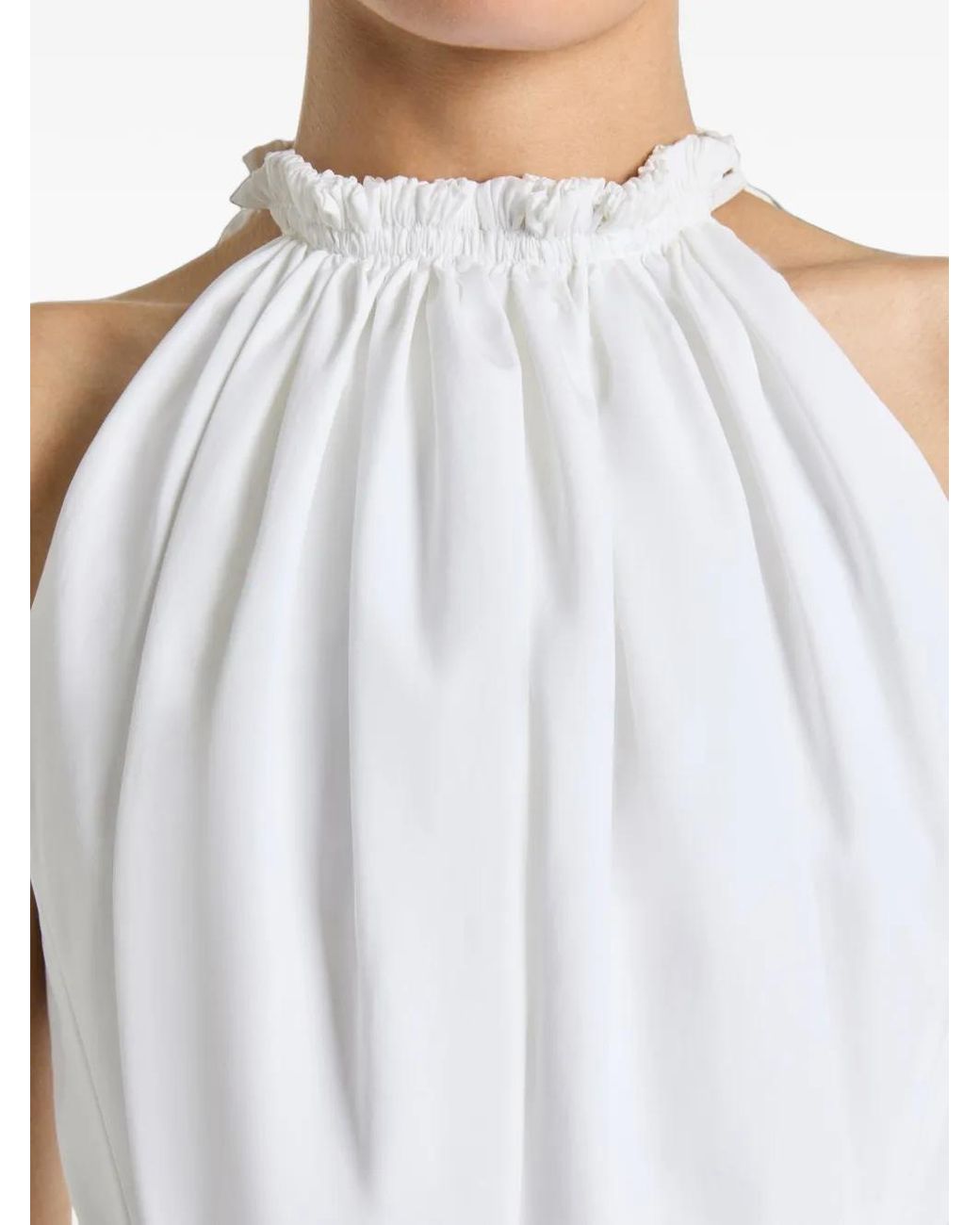 Balmain White Flared Cotton Poplin Dress