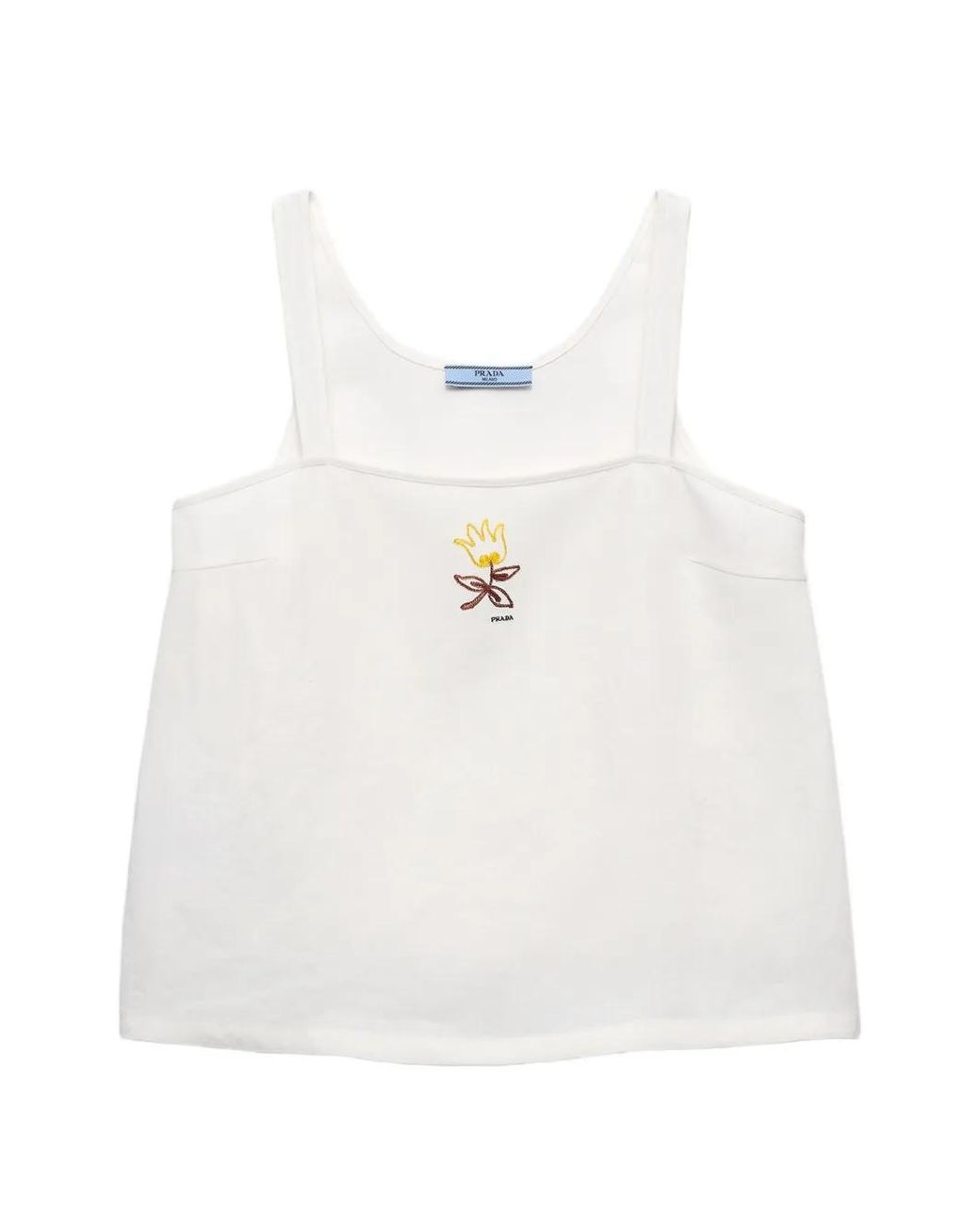 Prada White Embroidered Linen Top