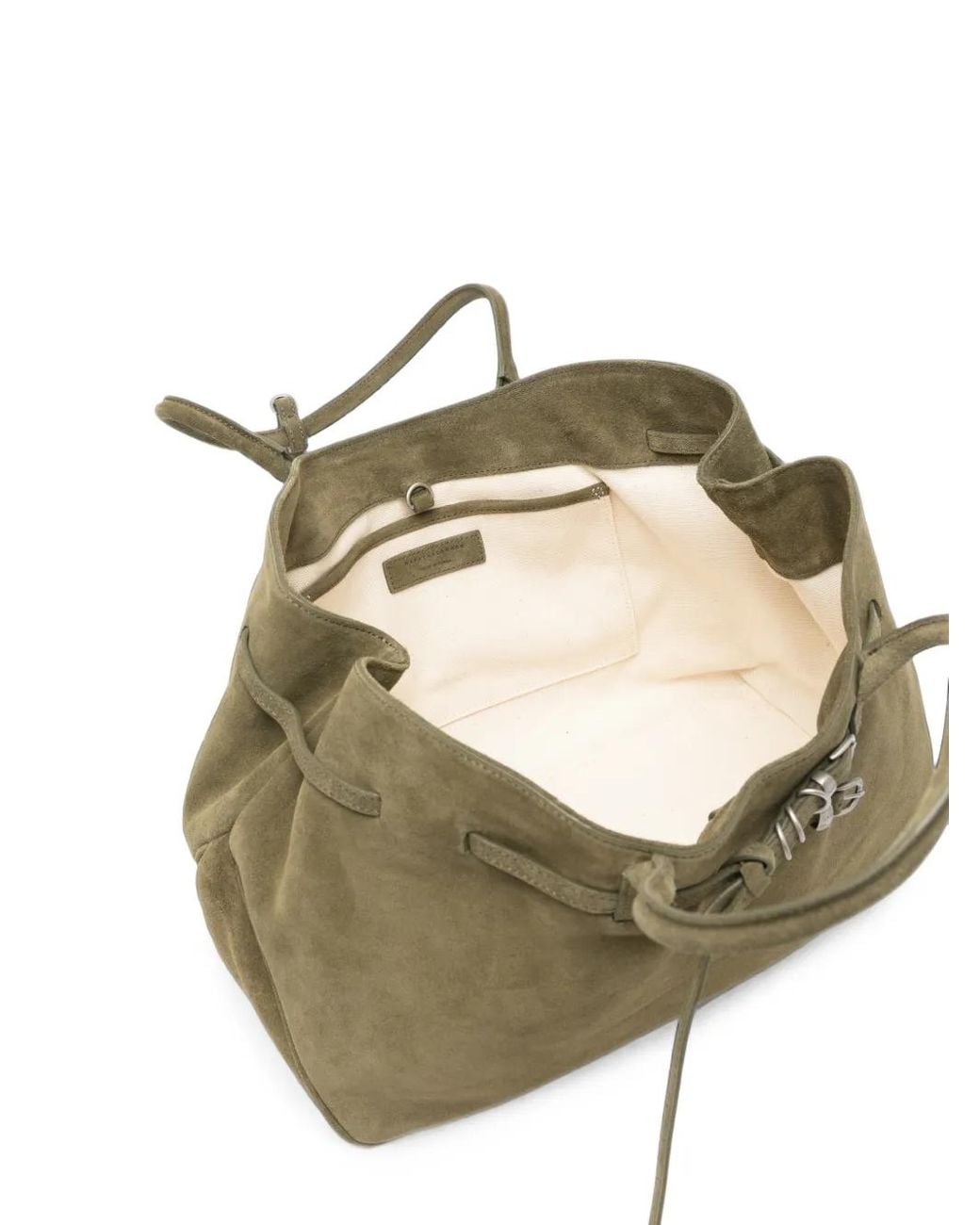 MARGE SHERWOOD Green Buckled Suede Tote Bag