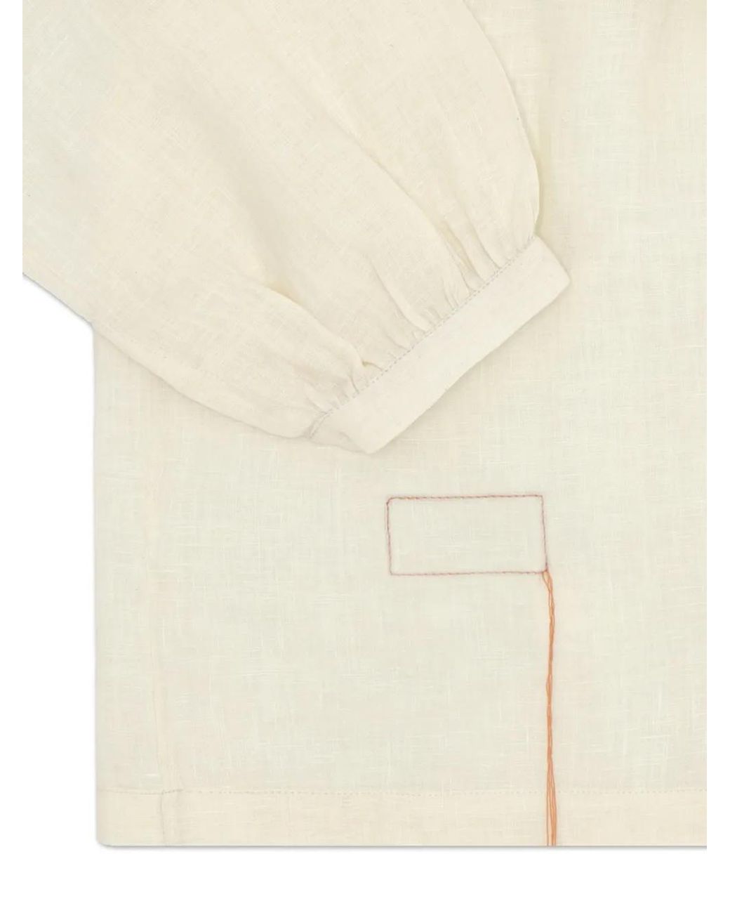 Fortela Natural Embroidered Linen Blouse