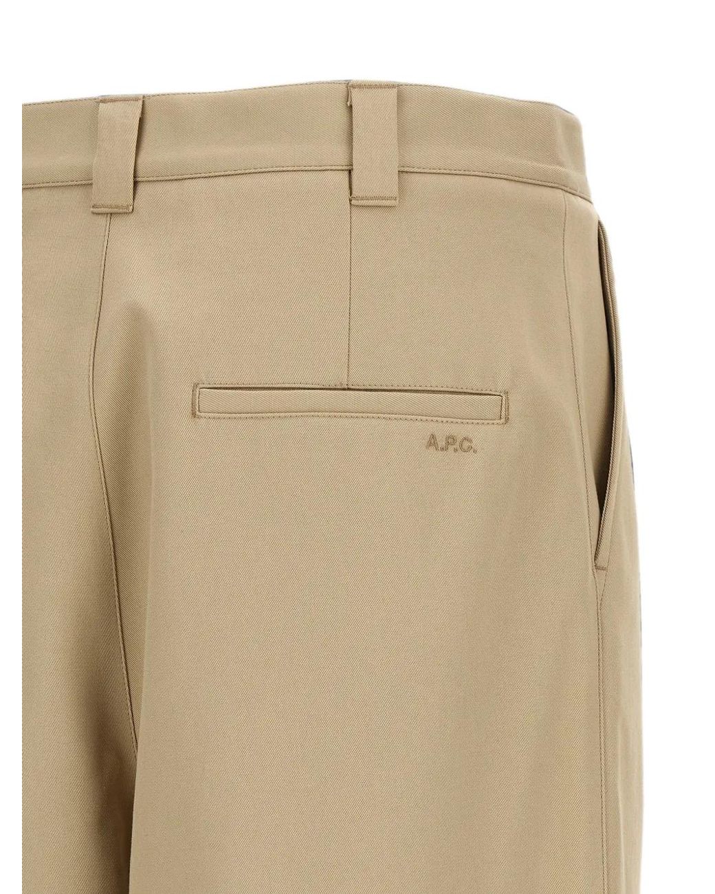 A.P.C. Natural Ricky Pleated Cotton Trousers for men