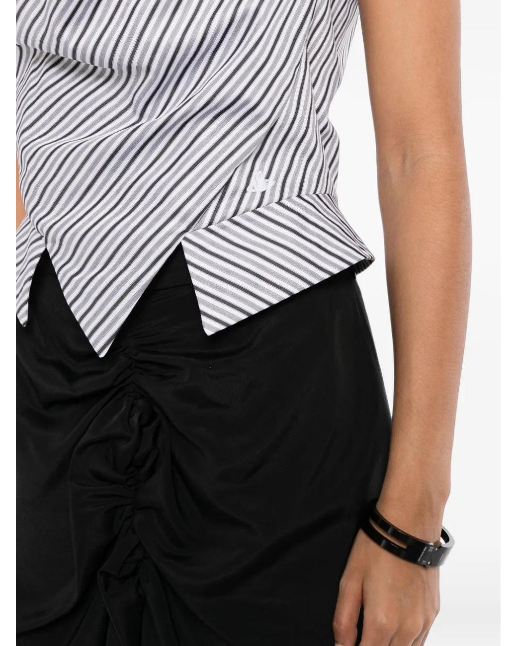 Vivienne Westwood White Stripe-Print Draped Top