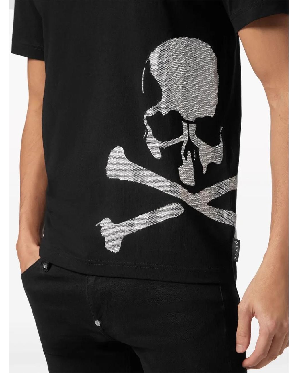 Philipp Plein Black Skull-Print Cotton T-Shirt for men