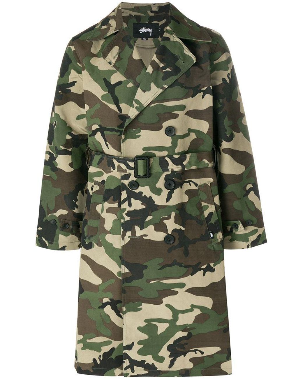 Stussy Camouflage Trench Coat in Green for Men | Lyst