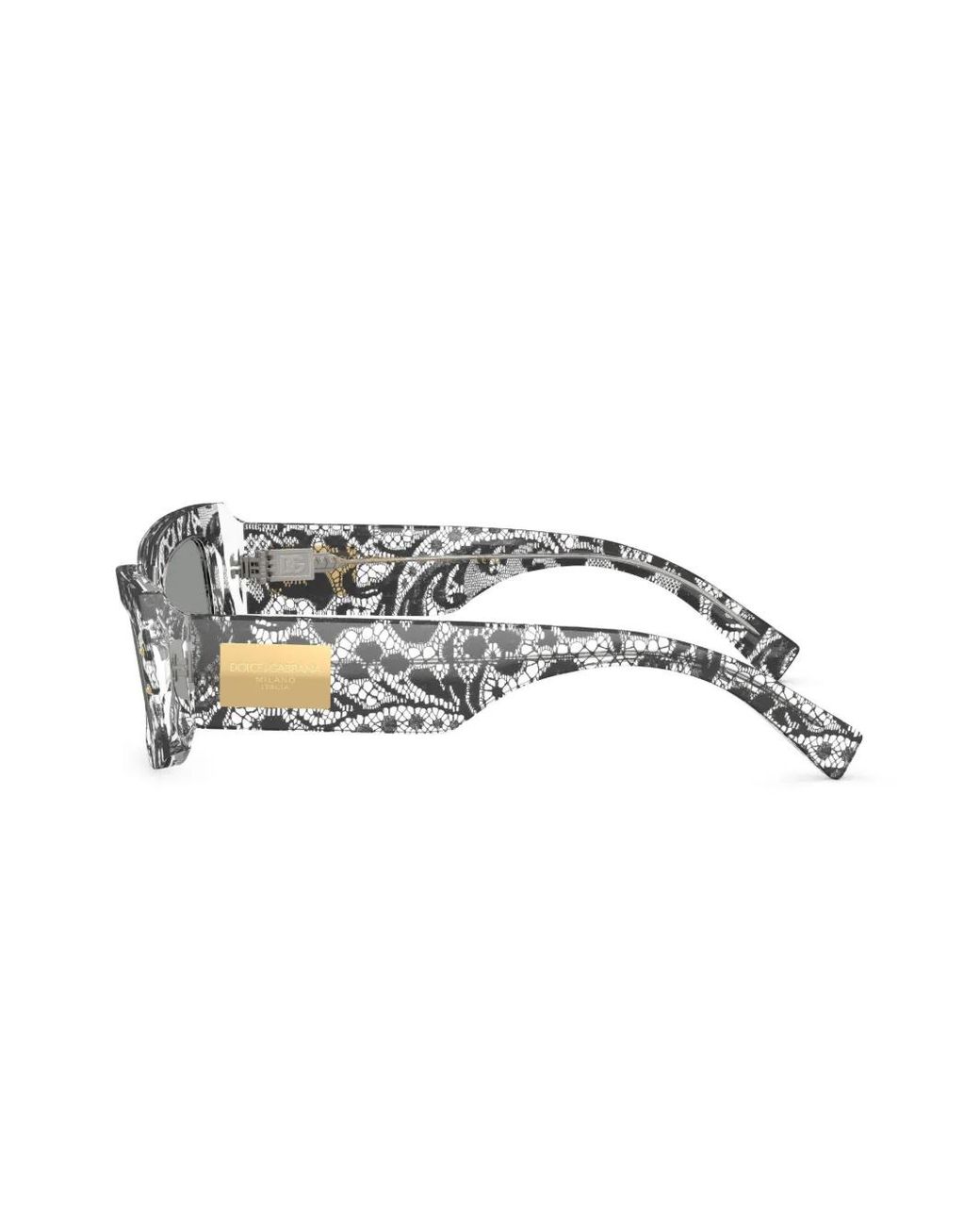 Dolce & Gabbana Gray Floral Rectangle-Frame Sunglasses