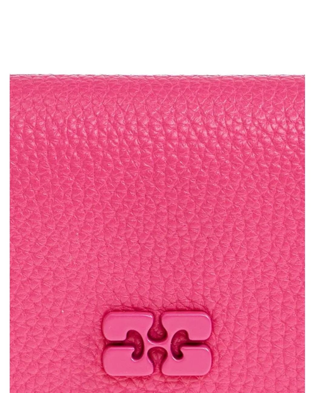 Ganni Pink Textured Logo Keyring