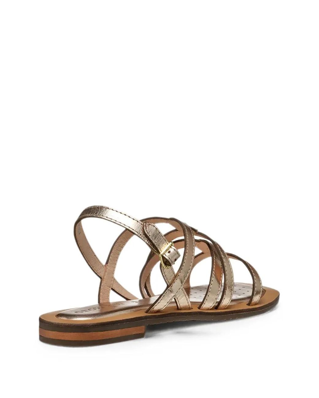 Geox White Sozy Metallic-Effect Strappy Sandals