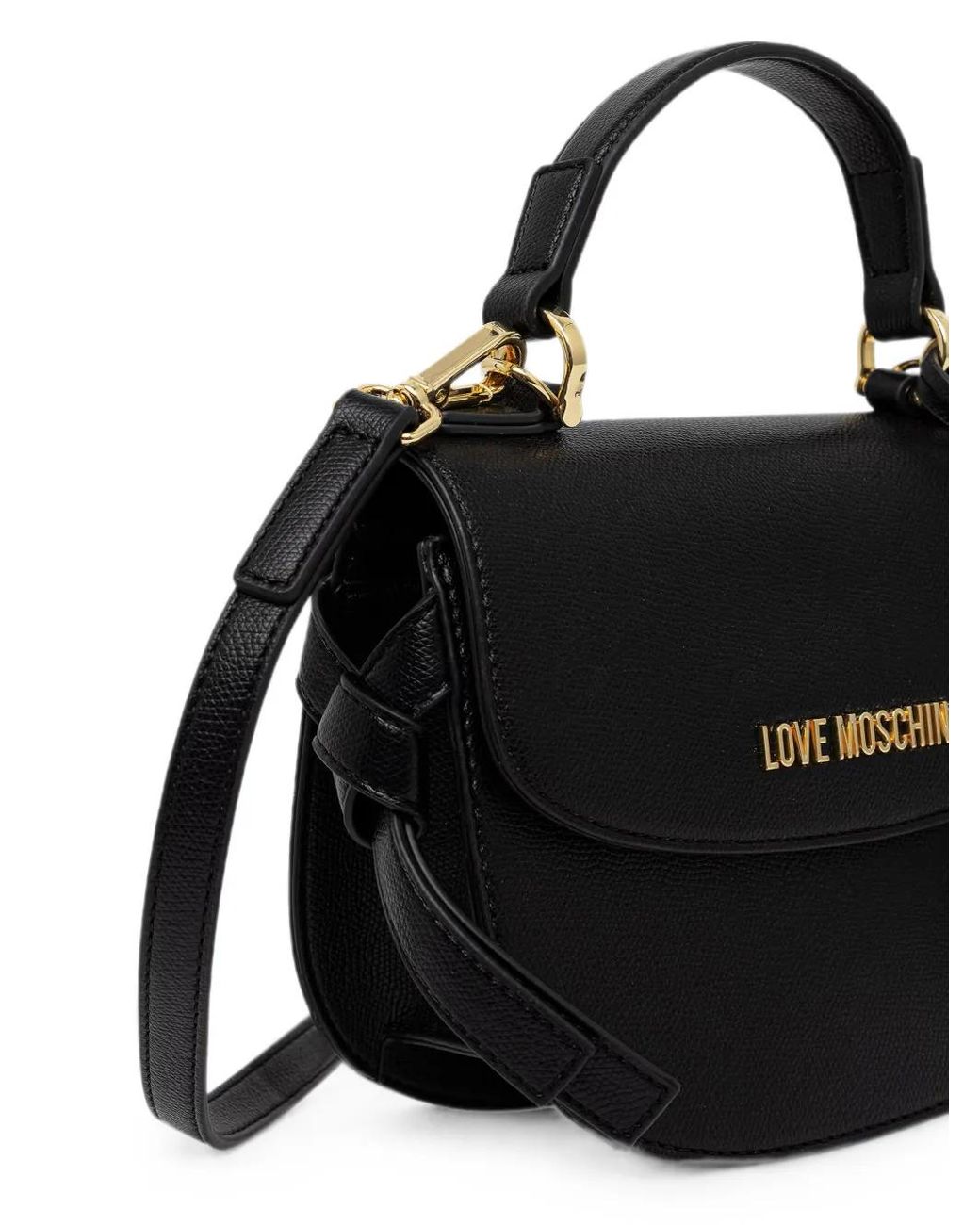 Love Moschino Black Logo-Plaque Pebbled Tote Bag