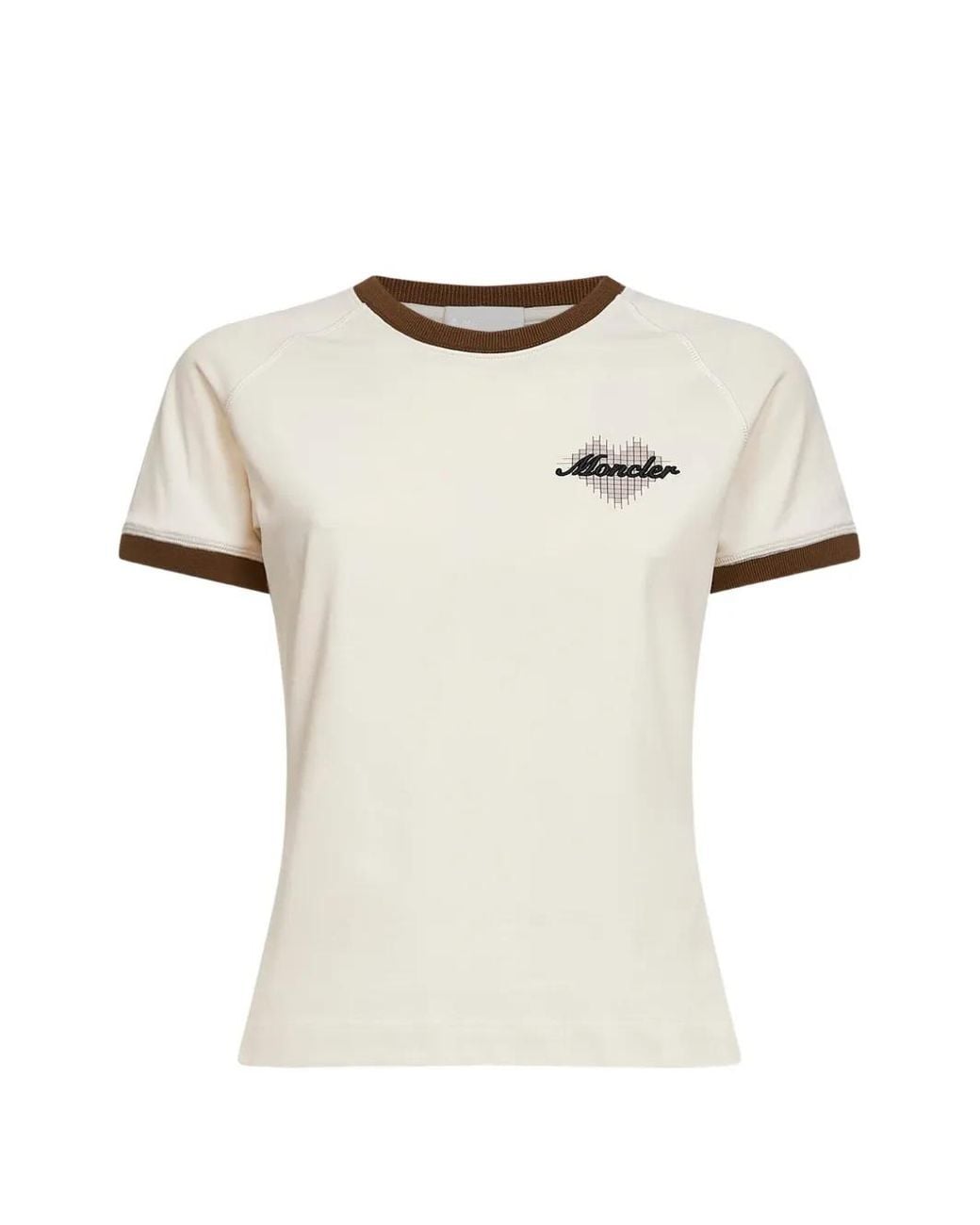 Moncler Natural Ribbed-Heart Print T-Shirt