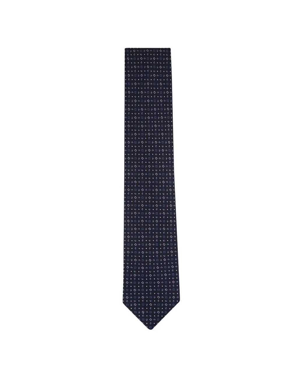 Brioni Blue Geometric-Patterned Tie for men