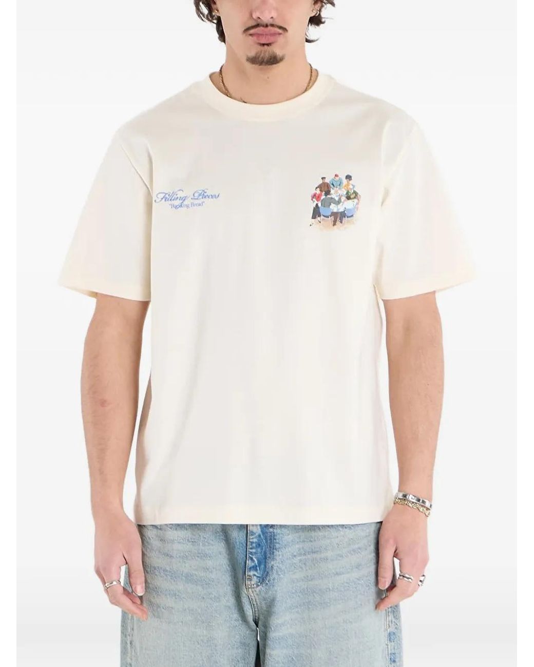 Filling Pieces White Logo-Print T-Shirt for men