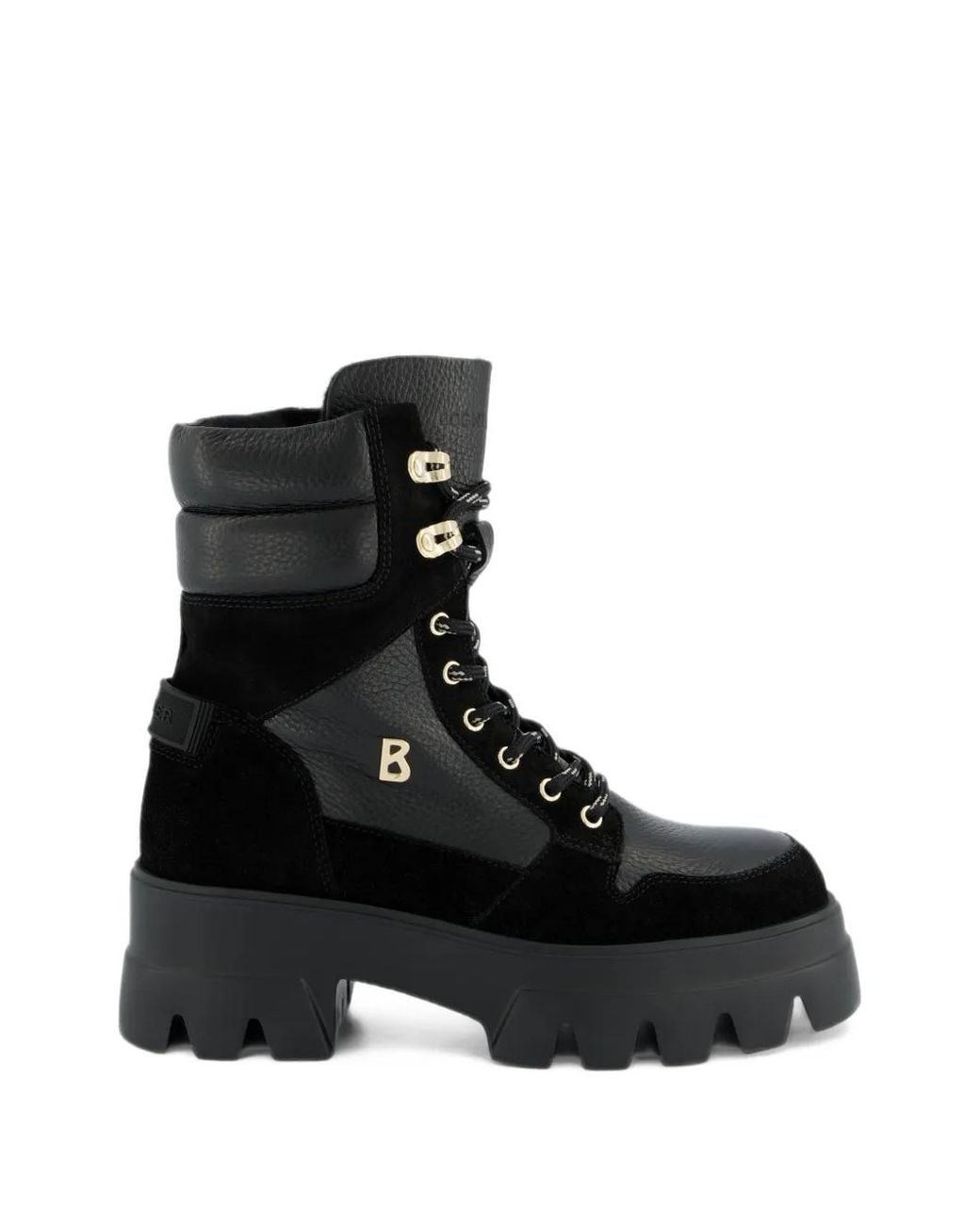 Bogner Black Panelled Lace-Up Boots