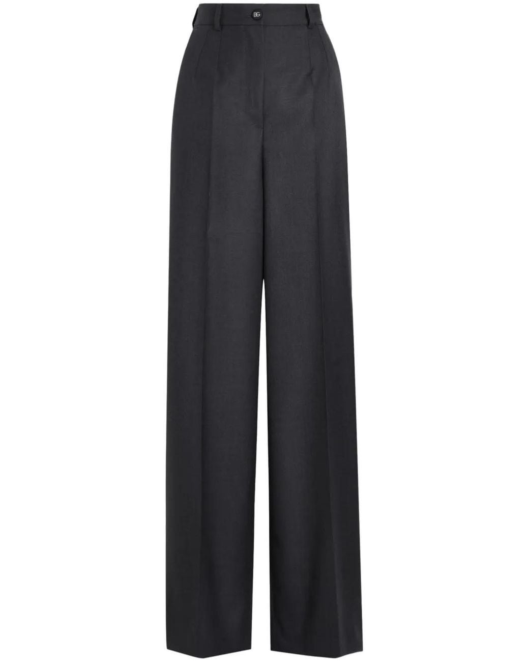 Dolce & Gabbana Blue Virgin Wool Palazzo Pants