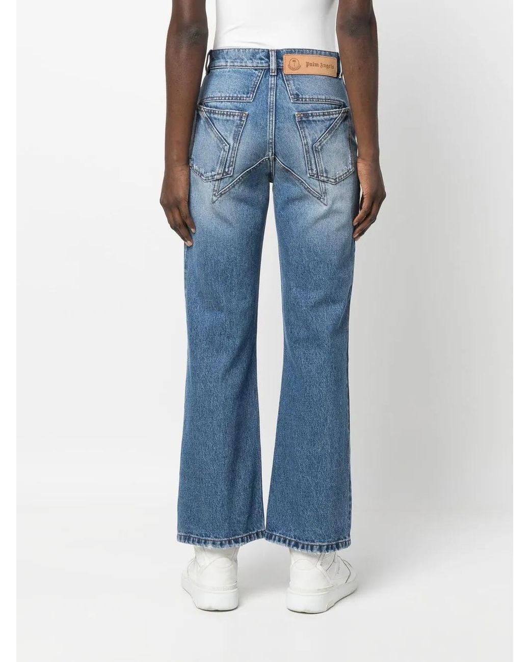 Palm Angels Blue X Moncler Distressed Straight-Leg Jeans