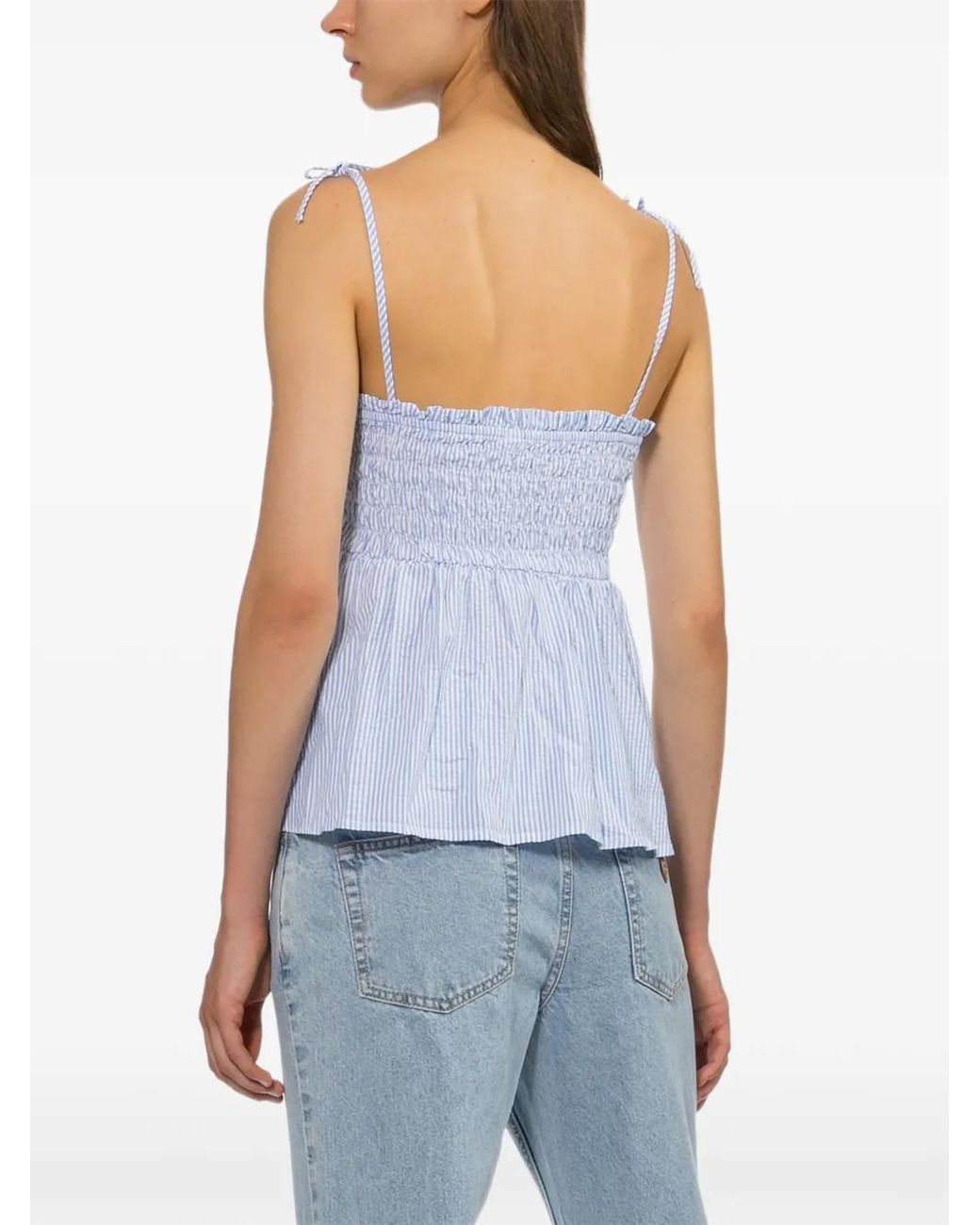 AAPE BY A BATHING AP White Striped Smocked Top