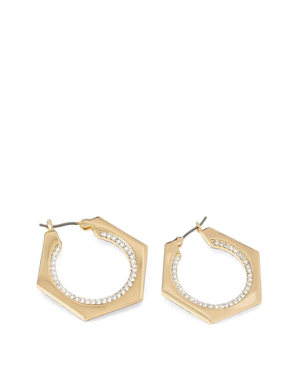 DKNY Metallic Willa Embellished Hexagonal Hoop Earrings