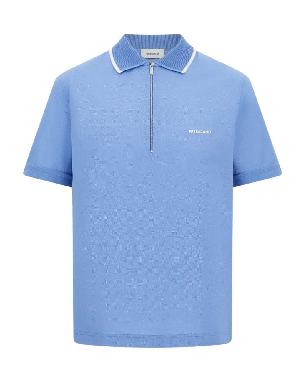 Ferragamo Hellblaues Collar Half Zip Sweater in Blue für Herren