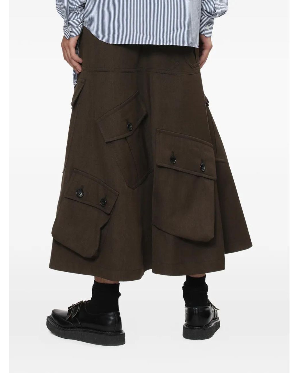 Comme des Garçons Brown Wool Cargo Shorts for men