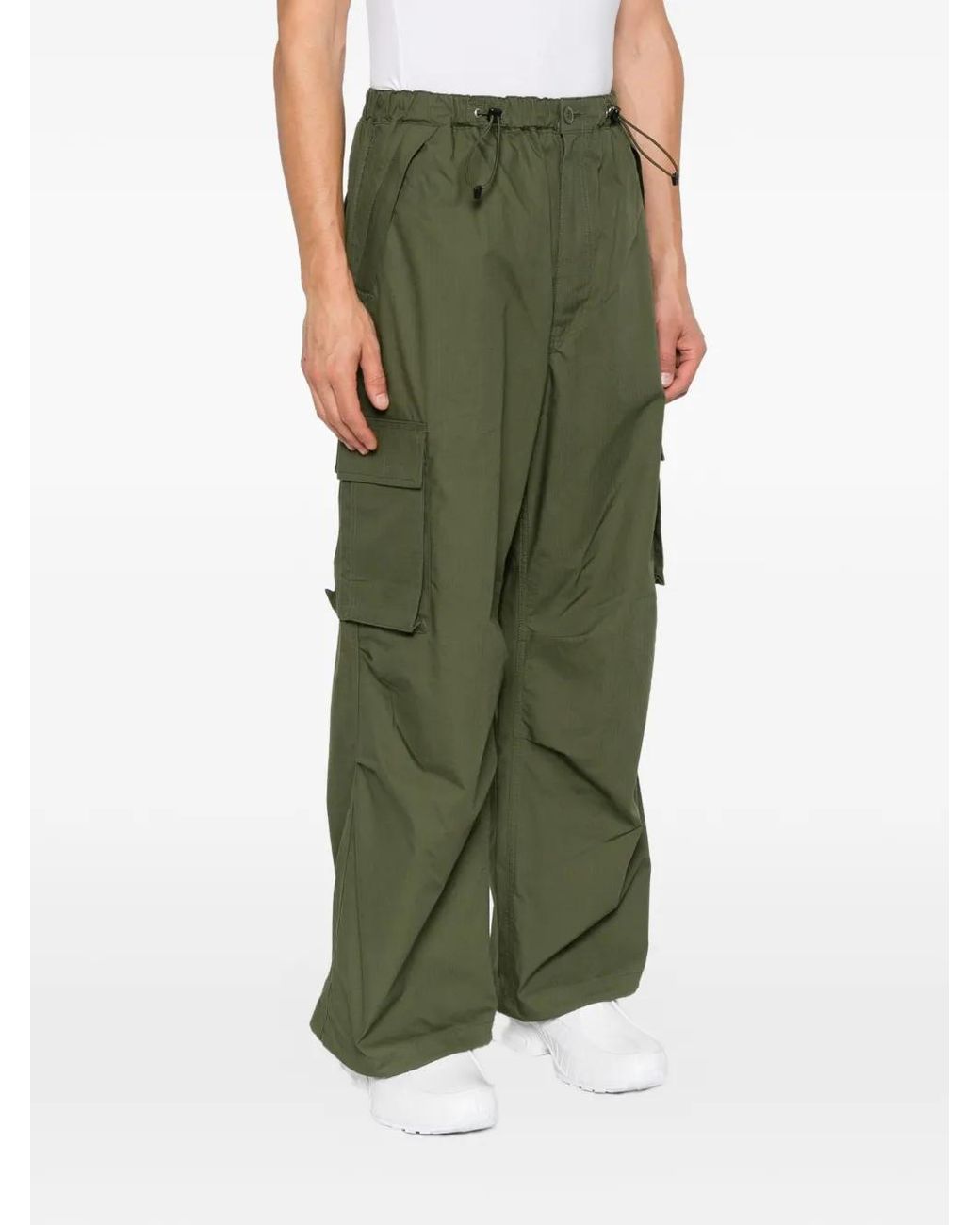 Comme des Garçons Green Ripstop-Texture Drawstring Cargo Pants for men