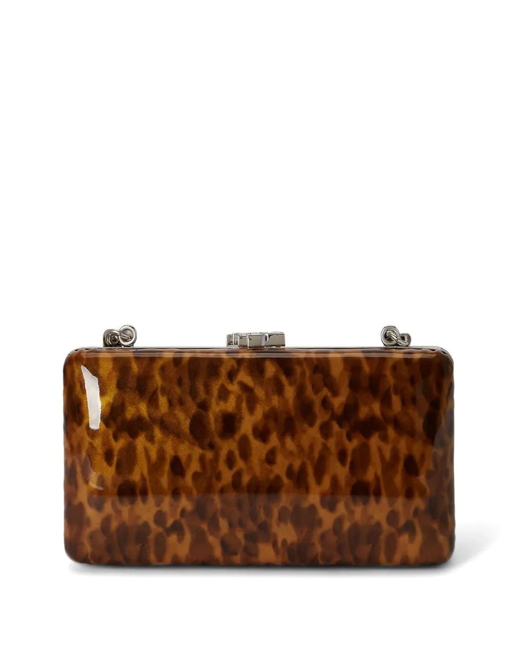 Ralph Lauren Brown Franki Tortoiseshell-Print Leather Clutch Bag