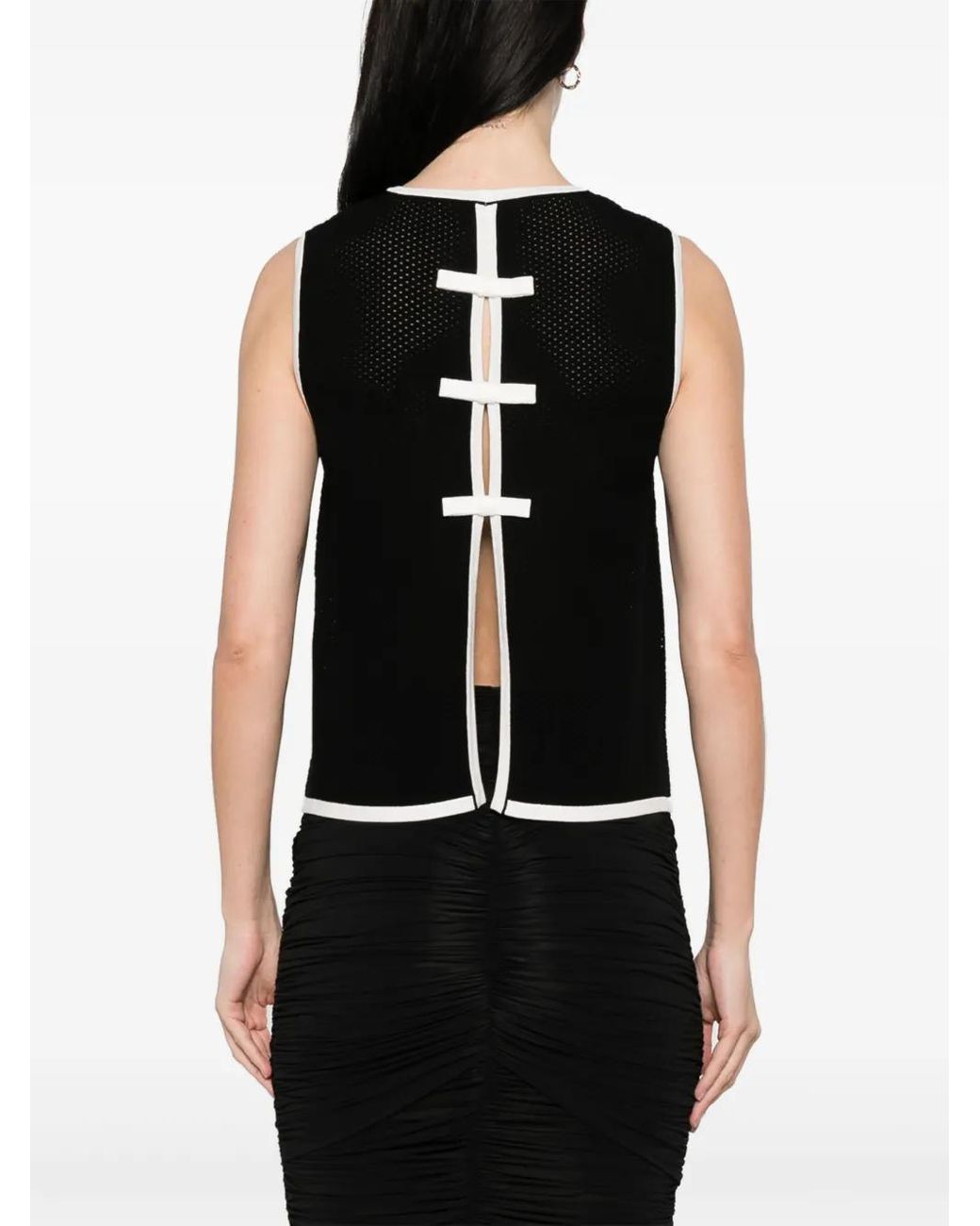 Elisabetta Franchi Black Open-Knit Tank Top