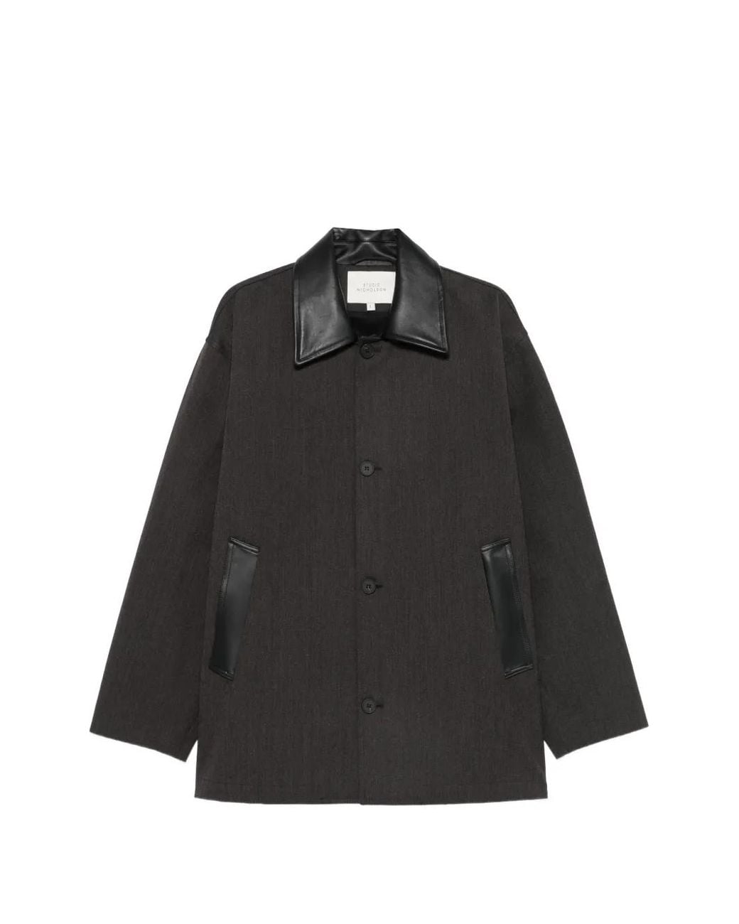 Studio Nicholson Black Meter Leather-Collar Jacket for men