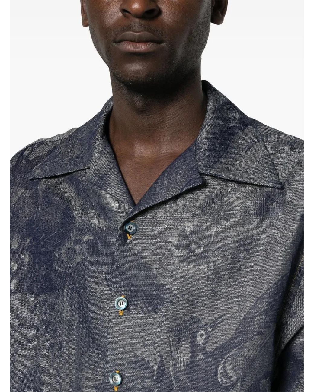 Etro Gray Patterned Jacquard Shirt For for men