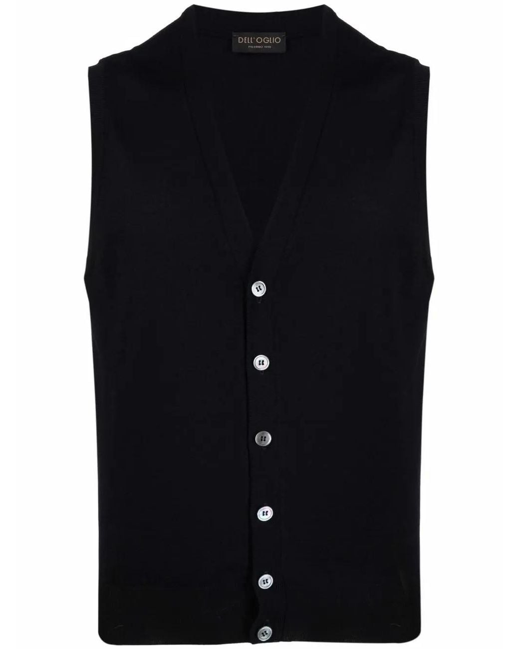 Dell'Oglio Blue V-Neck Merino Wool Vest for men