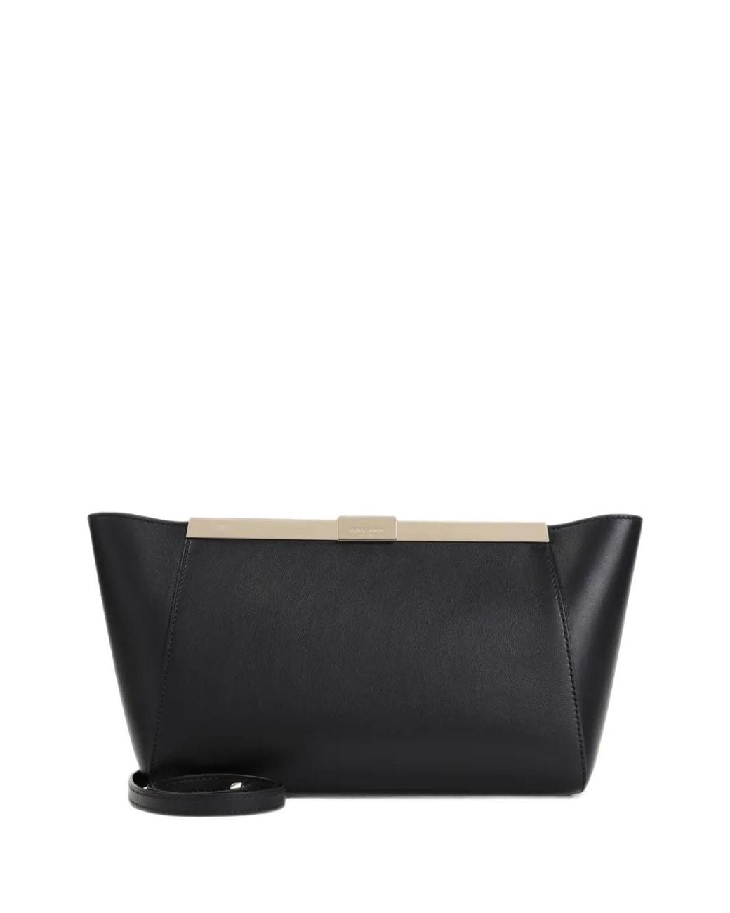 Giorgio Armani Black Logo-Engraved Frame Clutch Bag