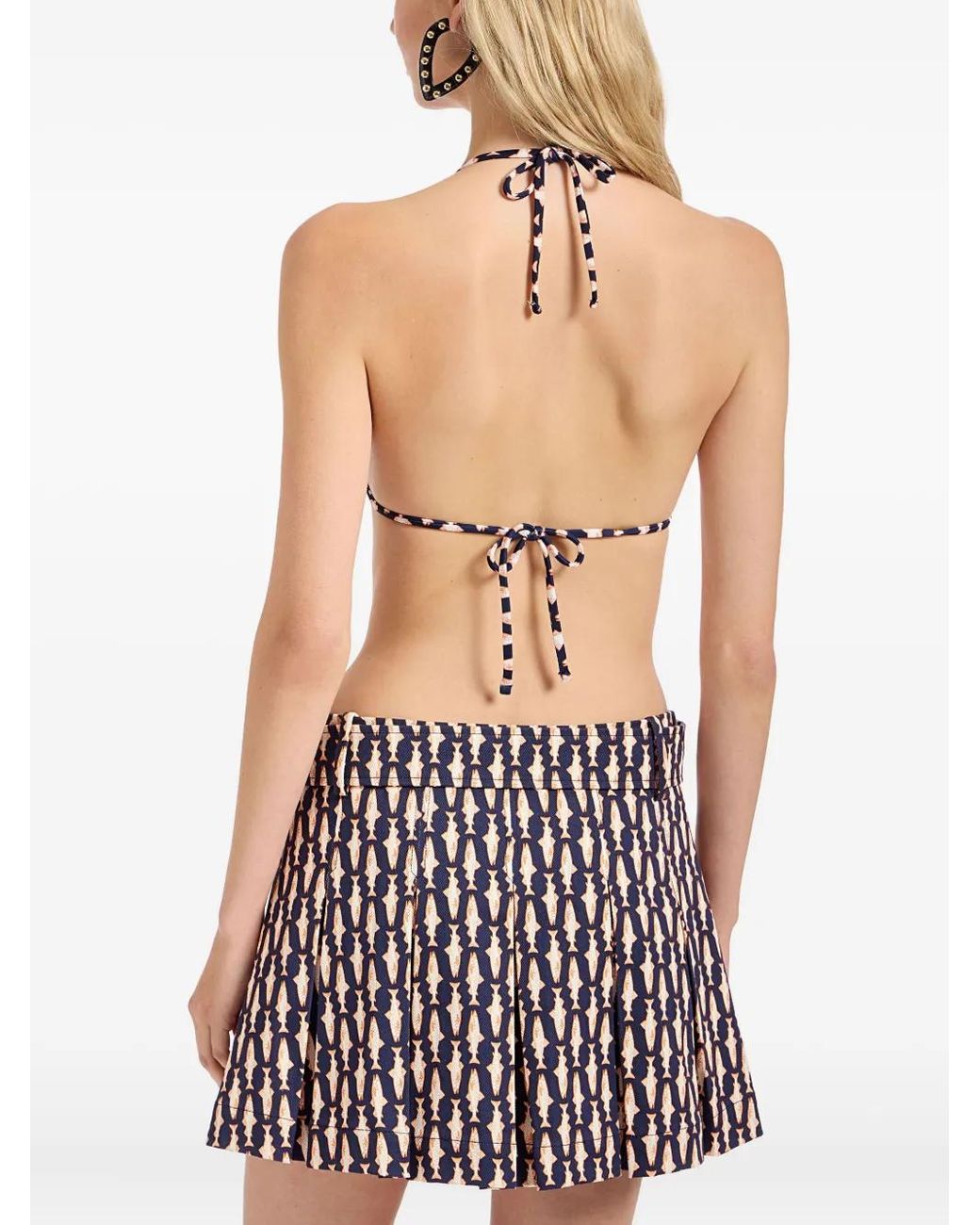 LaDoubleJ White Fish-Print Triangle Bikini Top