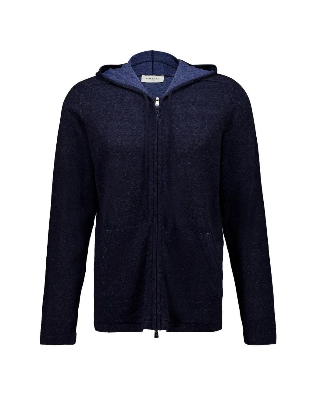 Piacenza Cashmere Blue Zip-Up Drawstring Hoodie for men