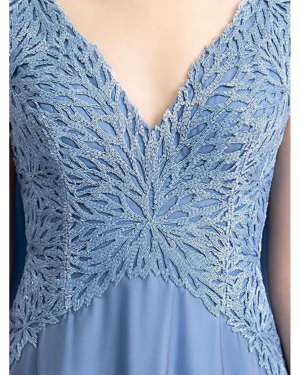 Gemy Maalouf Blue Beaded Corset Cape Gown