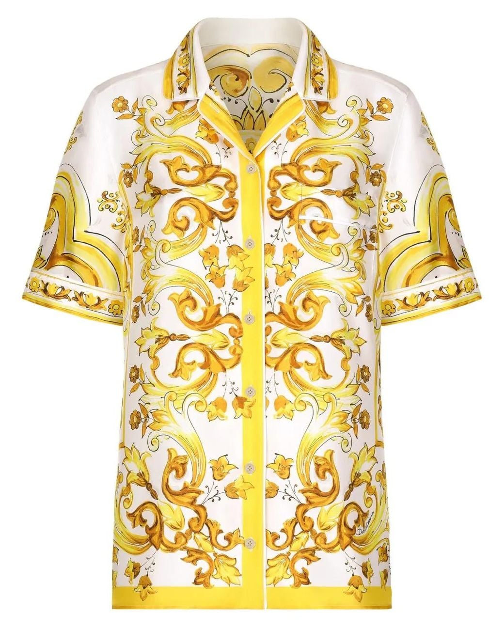 Chemise En Soie À Imprimé Majolica Dolce & Gabbana en coloris Metallic