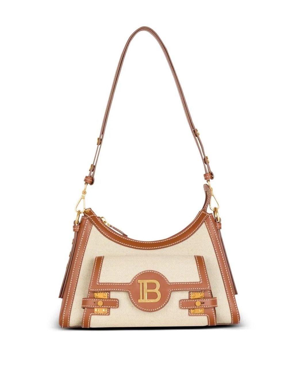 Balmain Natural B-Buzz Canvas Shoulder Bag