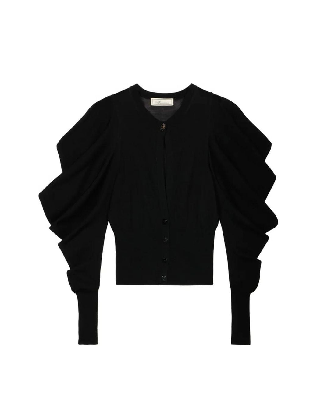Blumarine Black Puff-Sleeve Cardigan