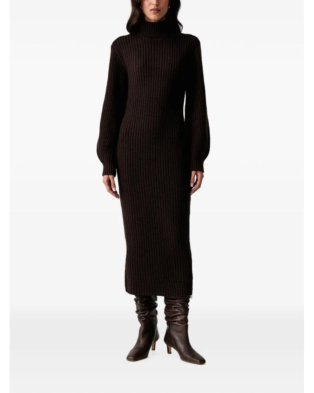 ARMANI EXCHANGE Black Robe Nervurée À Col Roulé