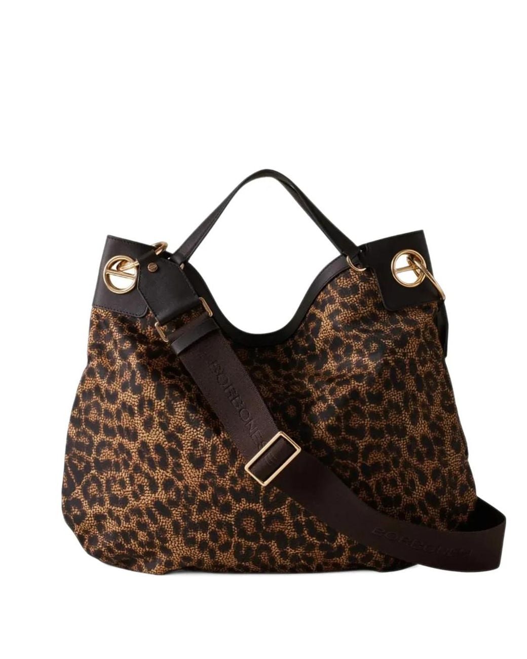 Borbonese Brown Large London Leopard-Print Shoulder Bag