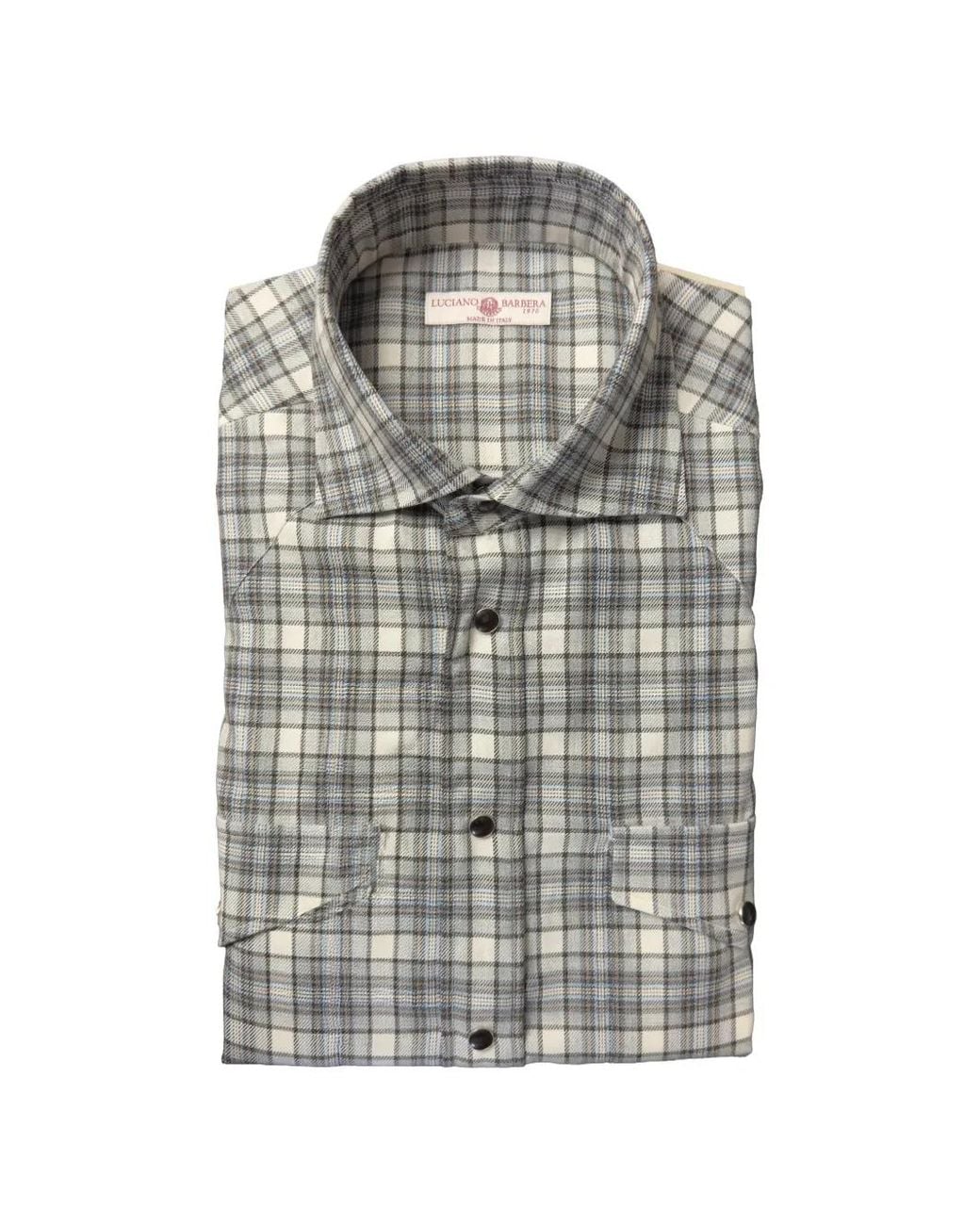 Luciano Barbera Gray Check-Pattern Shirt for men