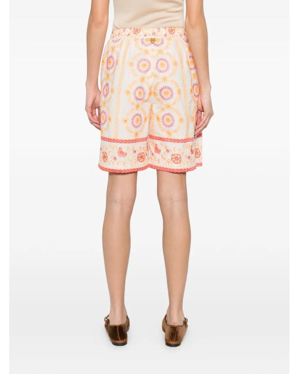 Twinset Natural Short À Fleurs Brodées