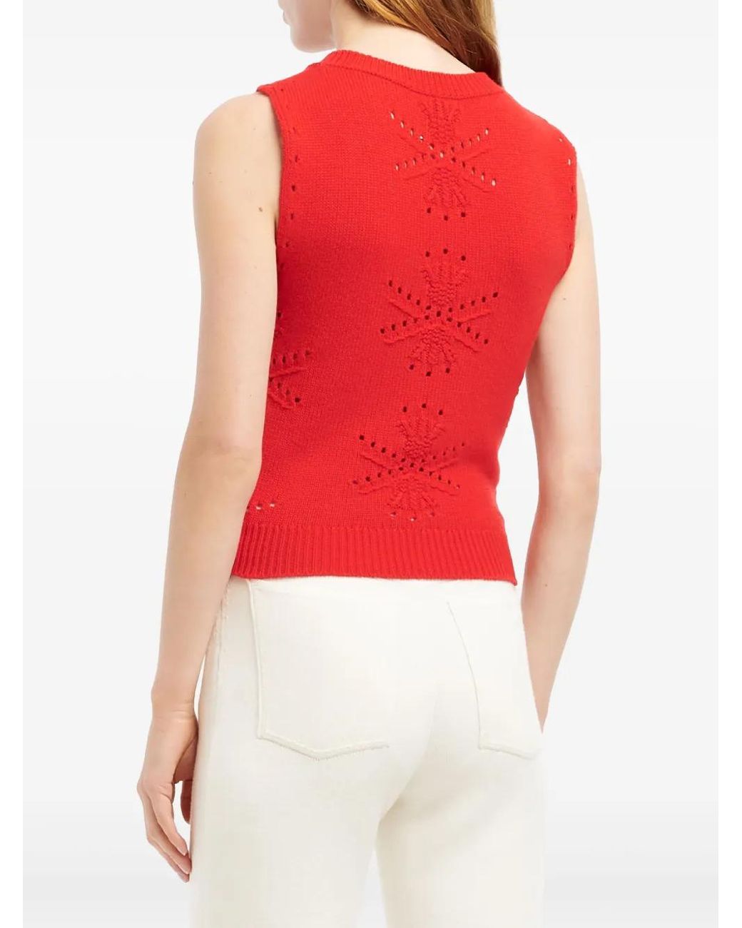 Barrie Red Perforated-Motif Top