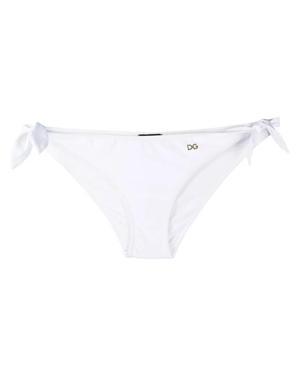 Dolce & Gabbana White Side-Tie Bikini Bottoms