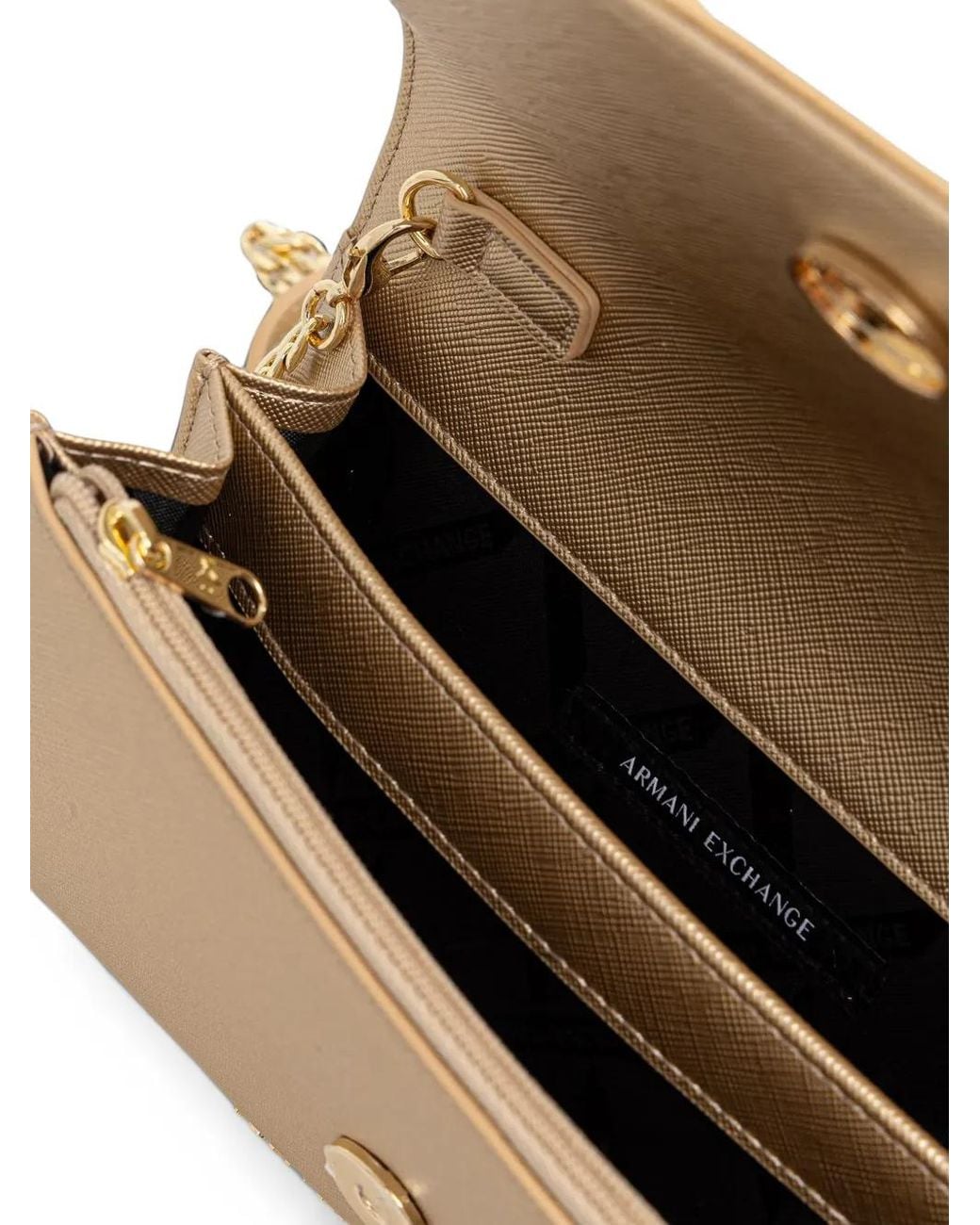 ARMANI EXCHANGE Natural Logo-Plaque Chain-Link Clutch Bag