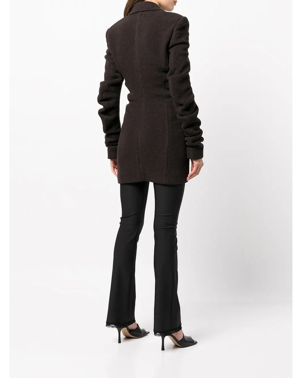 Alexander Wang Black Ruched Sleeve Wool-Blend Jacket
