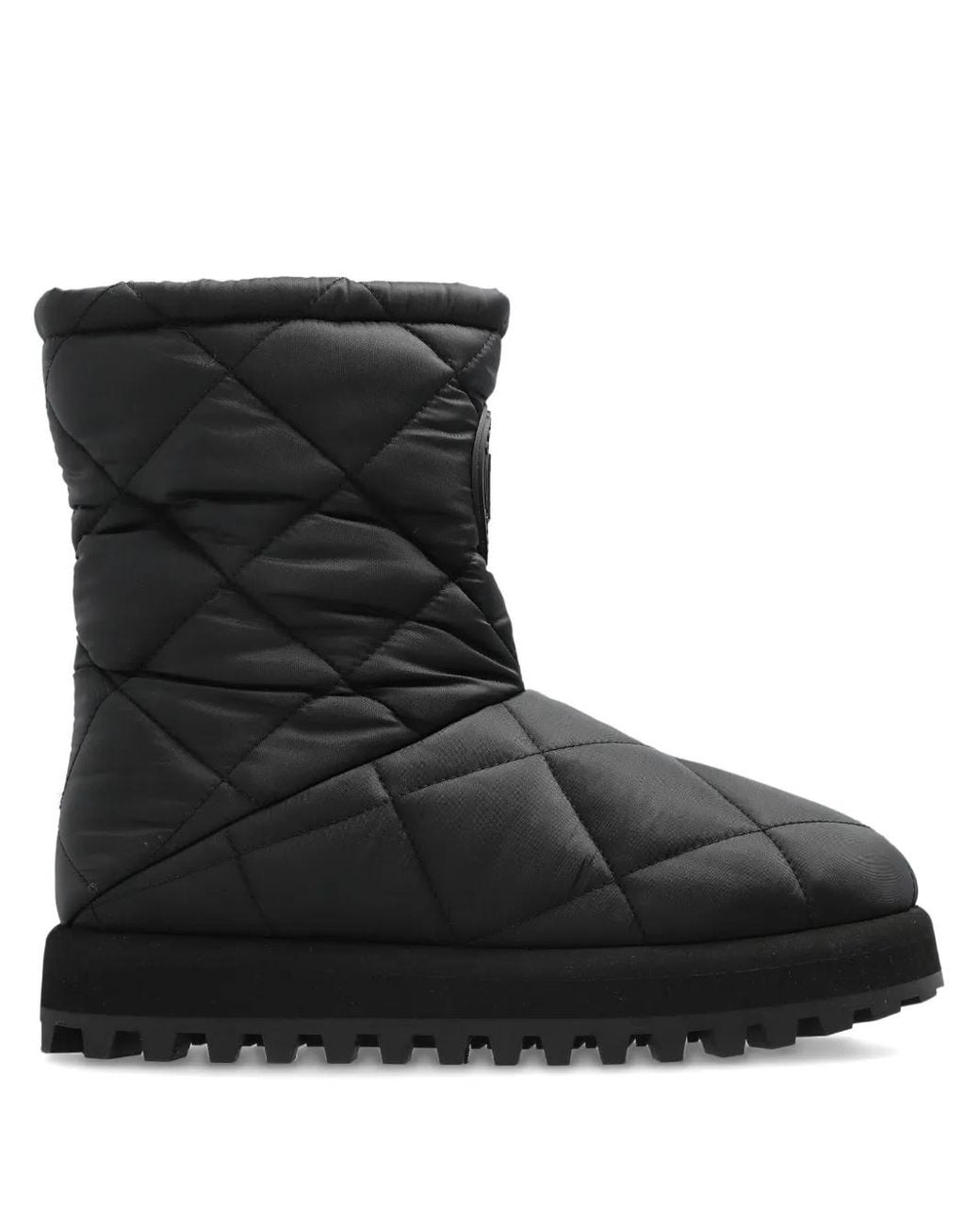 Dolce & Gabbana Black Quilted-Effect Logo-Detail Boots