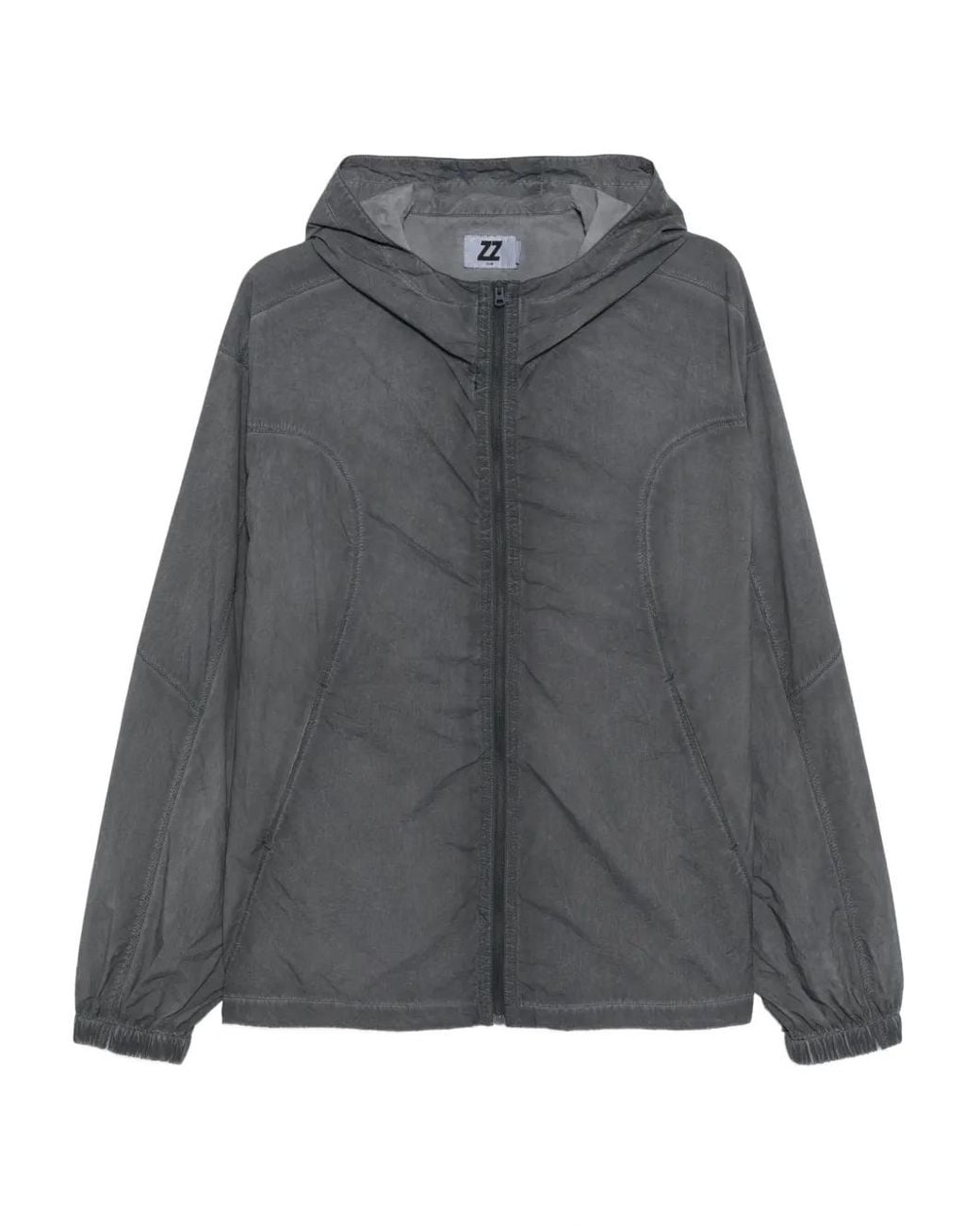 Izzue Gray Embroidered-Slogan Hooded Jacket for men