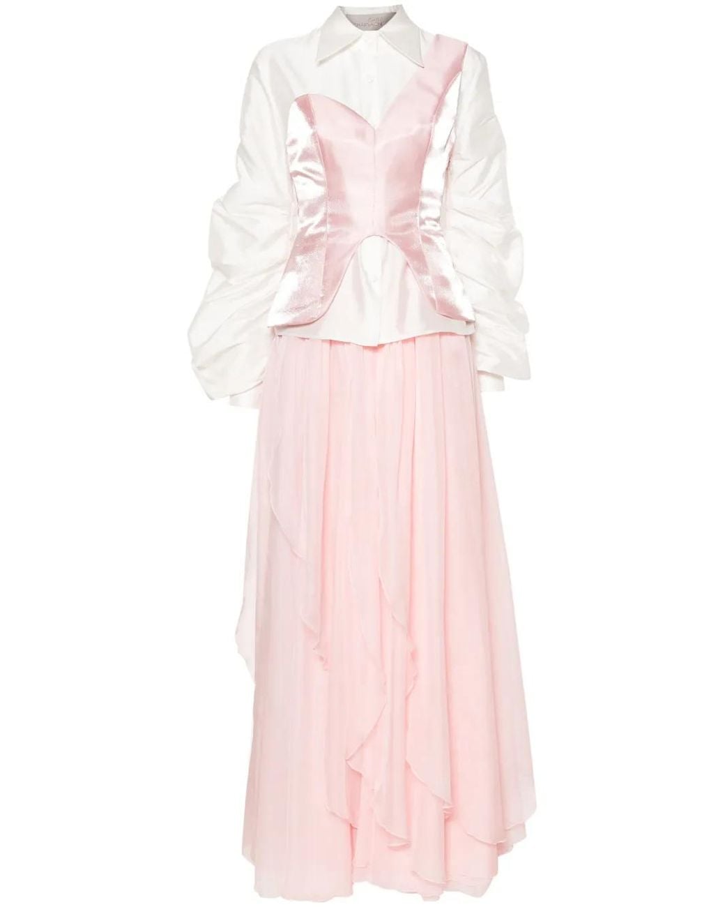 Gaby Charbachy Pink Draped Flared Skirt Set